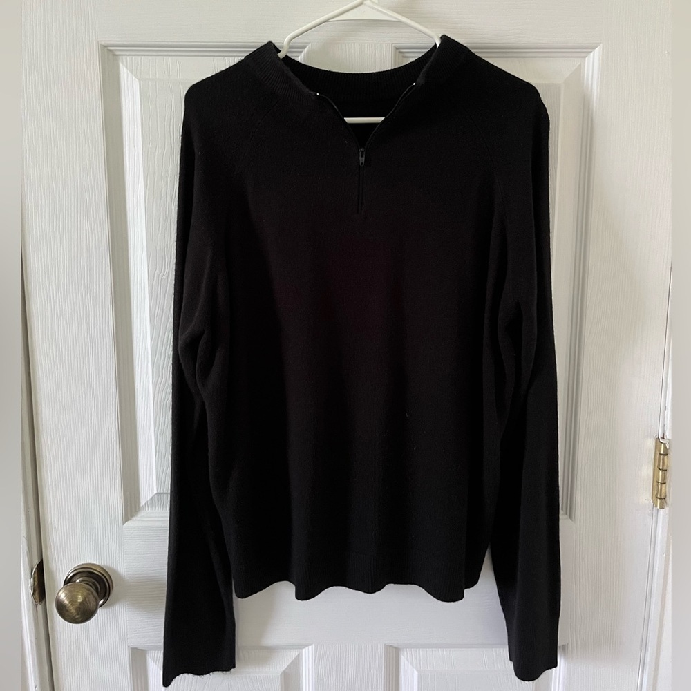 White Stag Womens Black Quarter-Zip Knit Sweater
